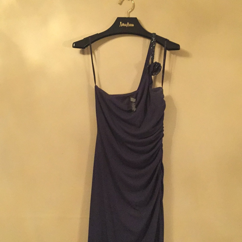 Laundry Navy Blue Dress w/ Rose Bead Strap Size 8